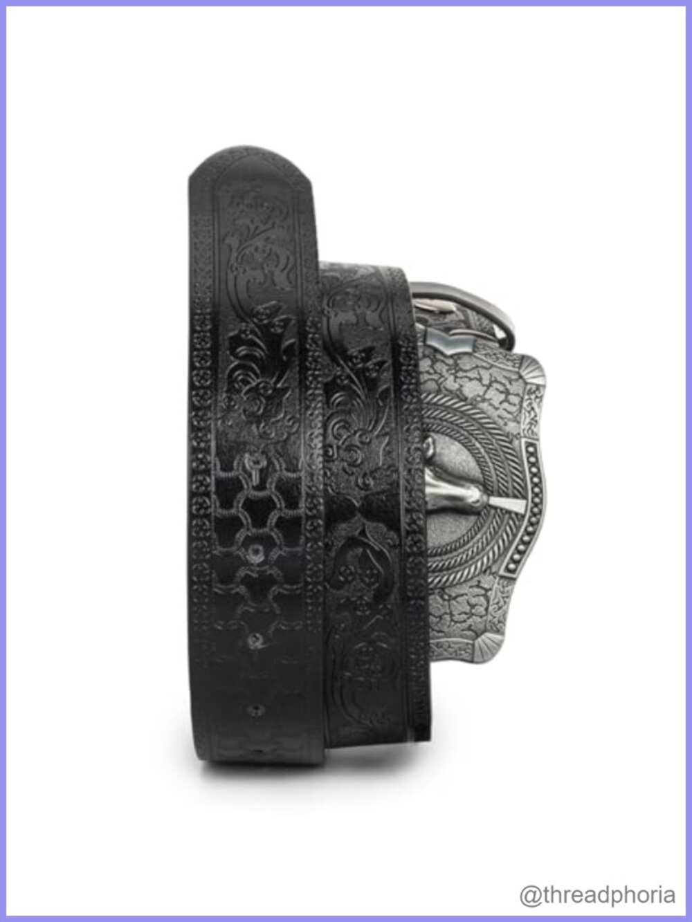 Western Cowboy Belt PU Leather Engraved Longhorn Cow Head Buckle